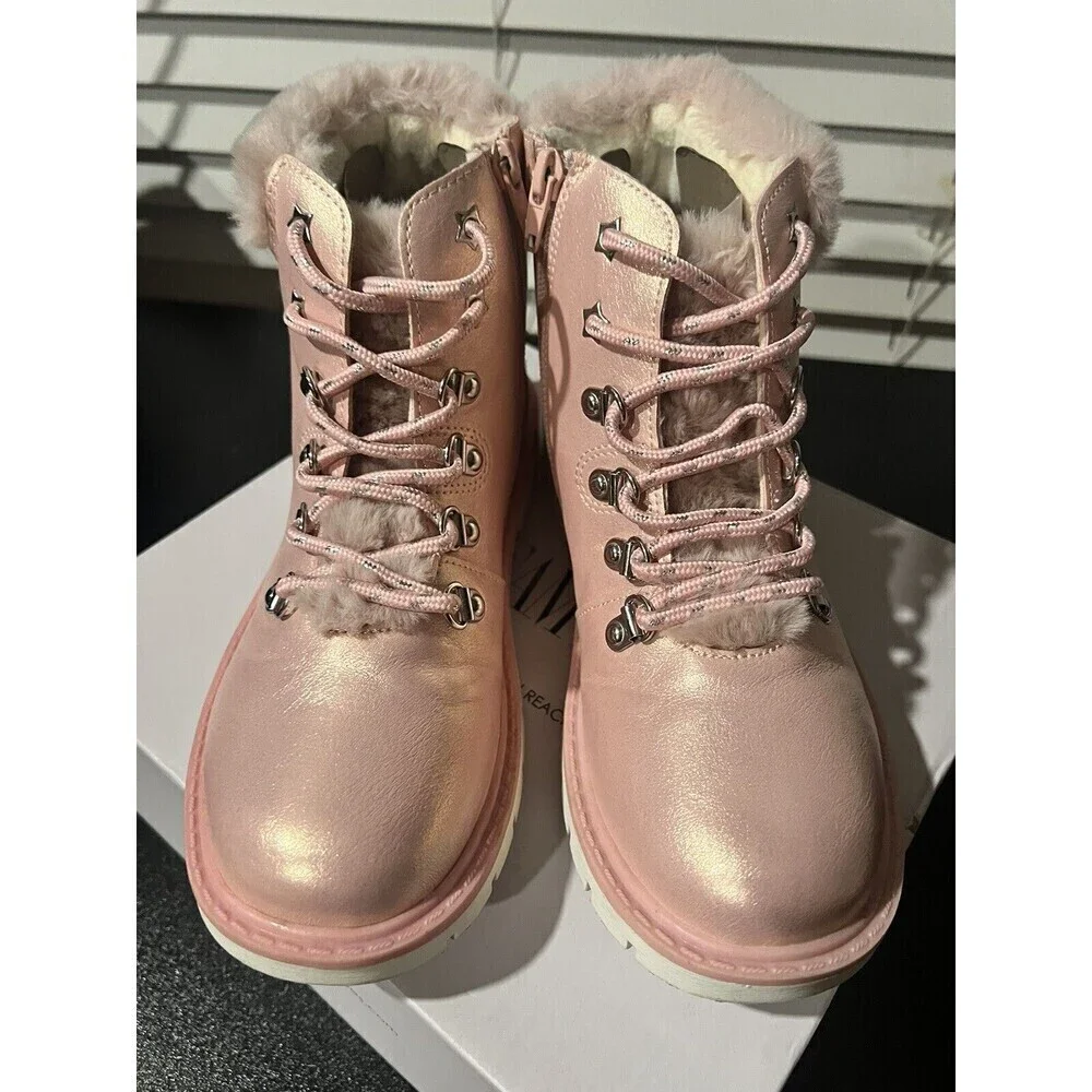 DREAM PAIRS Kids Girls Boys Ankle Booties Side Zipper Fashion Warm Snow Boots 4